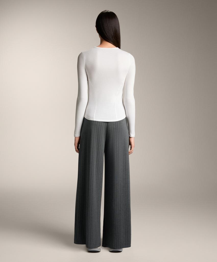 Футболка в рубчик с длинными рукавами из хлопка и модала