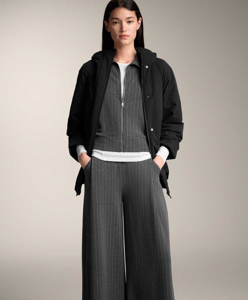 Футболка в рубчик с длинными рукавами из хлопка и модала