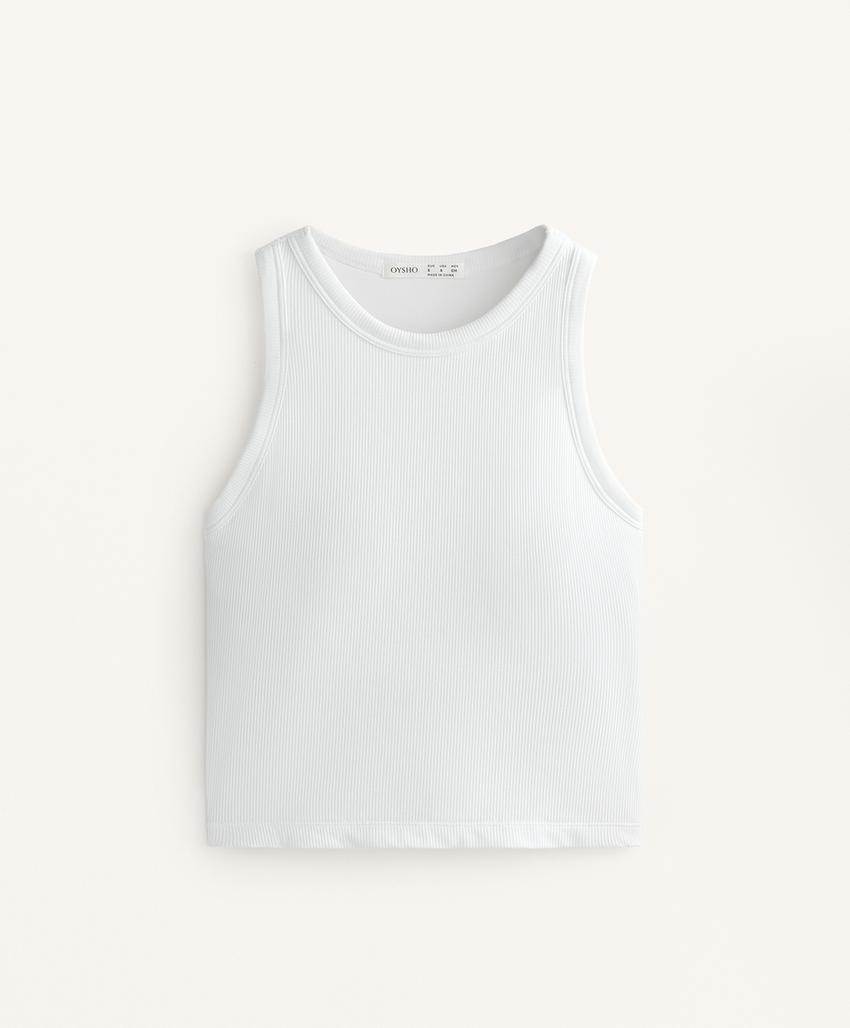 Удлиненный топ-майка в рубчик из смесового модала