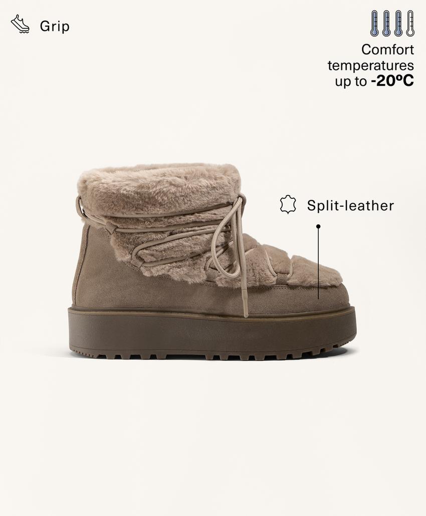 Замшевые ботинки со шнуровкой и мехом