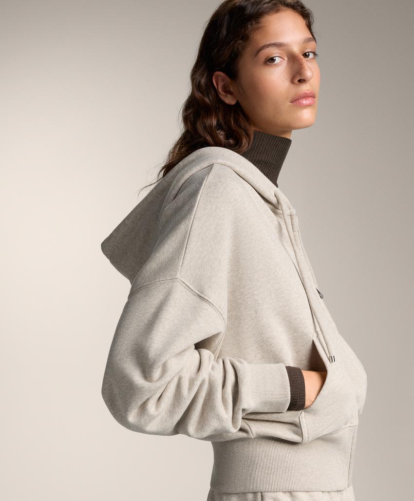 Куртка с капюшоном, широким рукавом, из хлопка