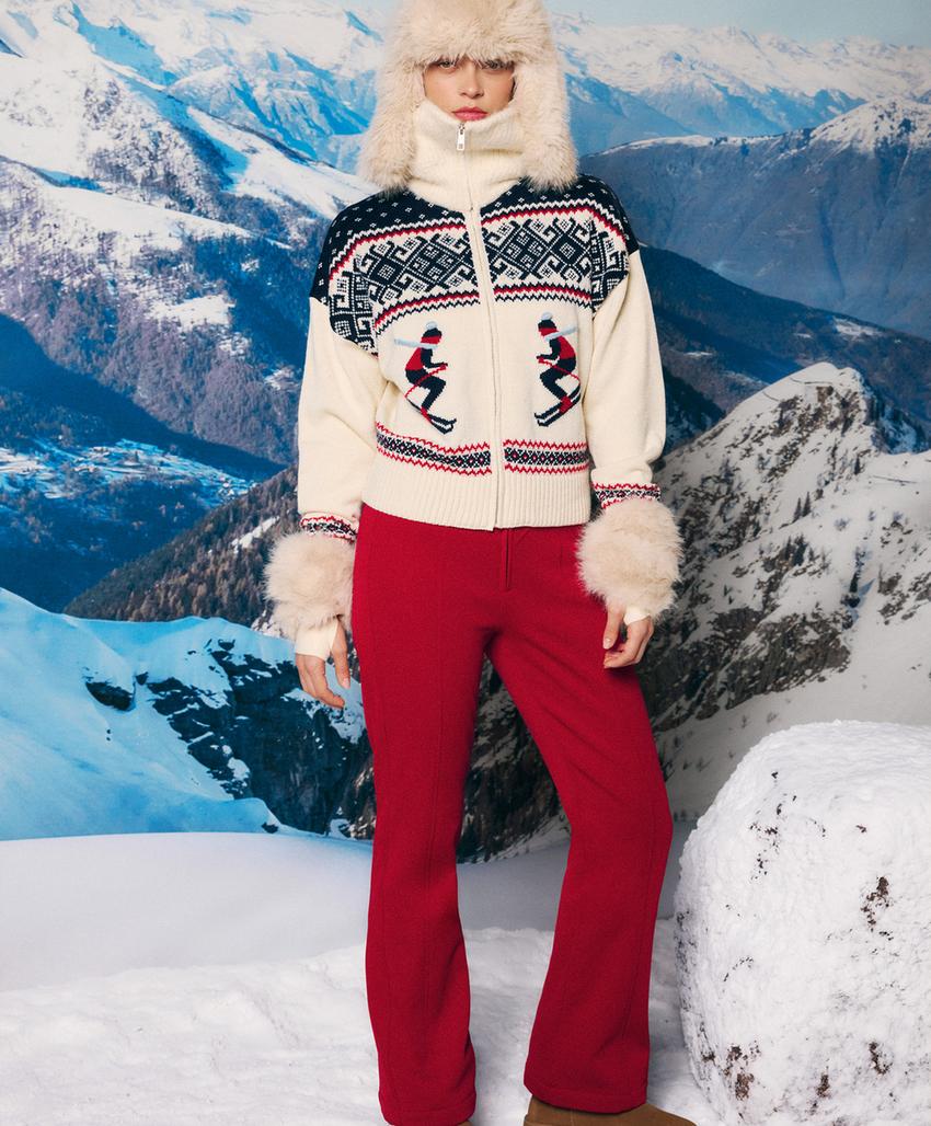 Вязаный кардиган с жаккардовым узором «Лыжи»