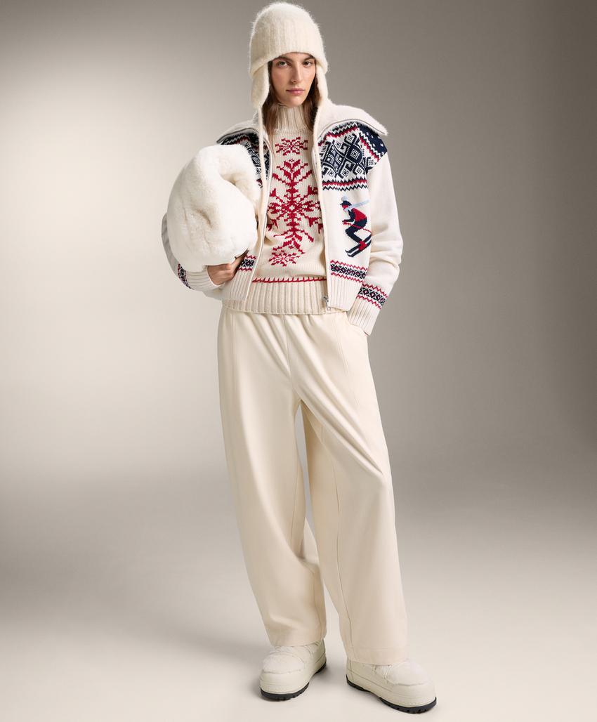 Вязаный кардиган с жаккардовым узором «Лыжи»