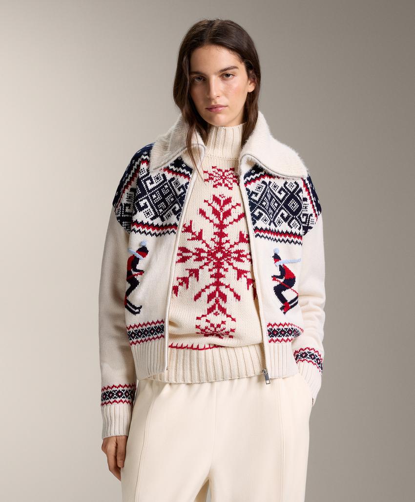 Вязаный кардиган с жаккардовым узором «Лыжи»