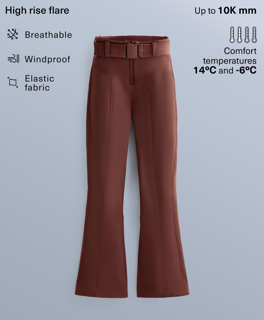 Водостойкие эластичные расклешенные брюки SKI с высокой посадкой