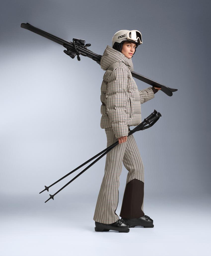 Water-resistant high-rise printed flare stretch SKI trousers