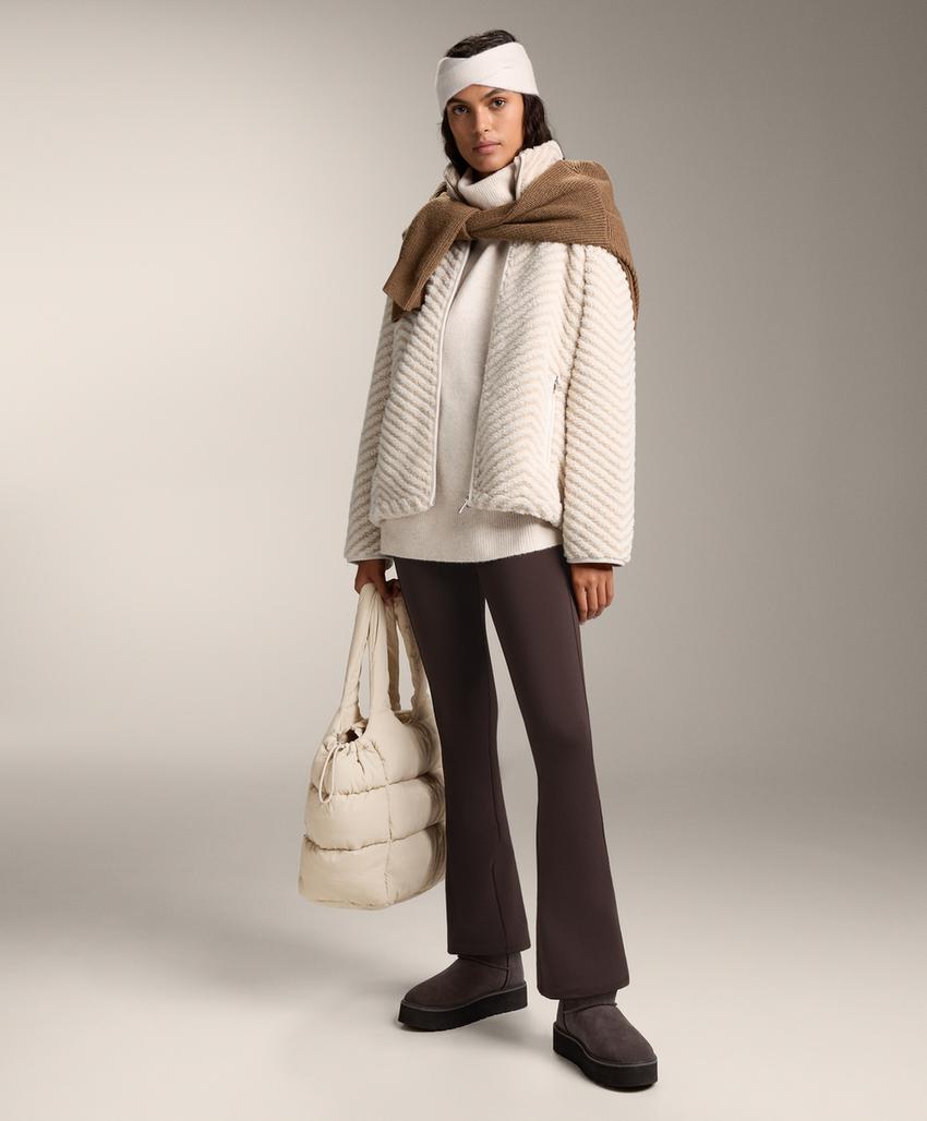 Herringbone faux-shearling jacket