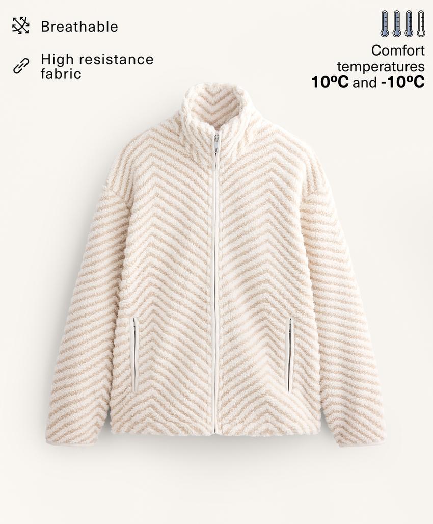 Herringbone faux-shearling jacket