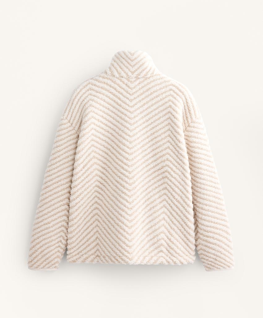 Herringbone faux-shearling jacket