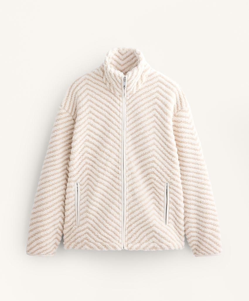 Herringbone faux-shearling jacket