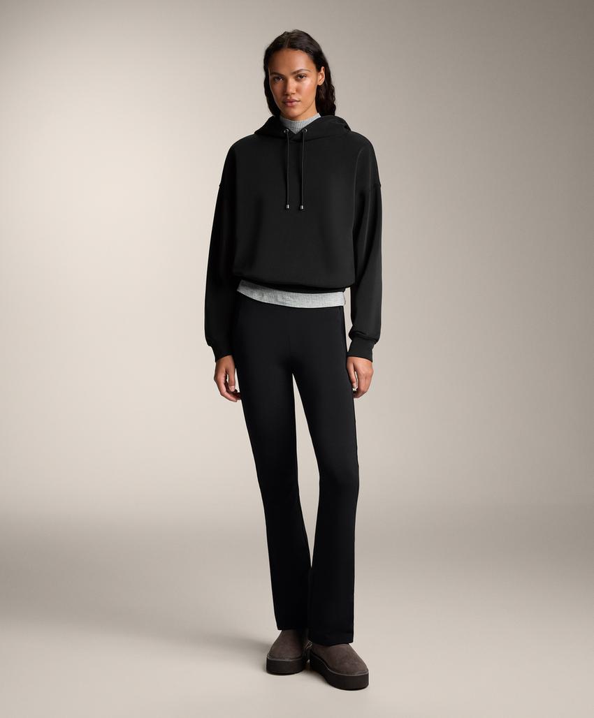 Теплые брюки клеш с высокой посадкой и карманами