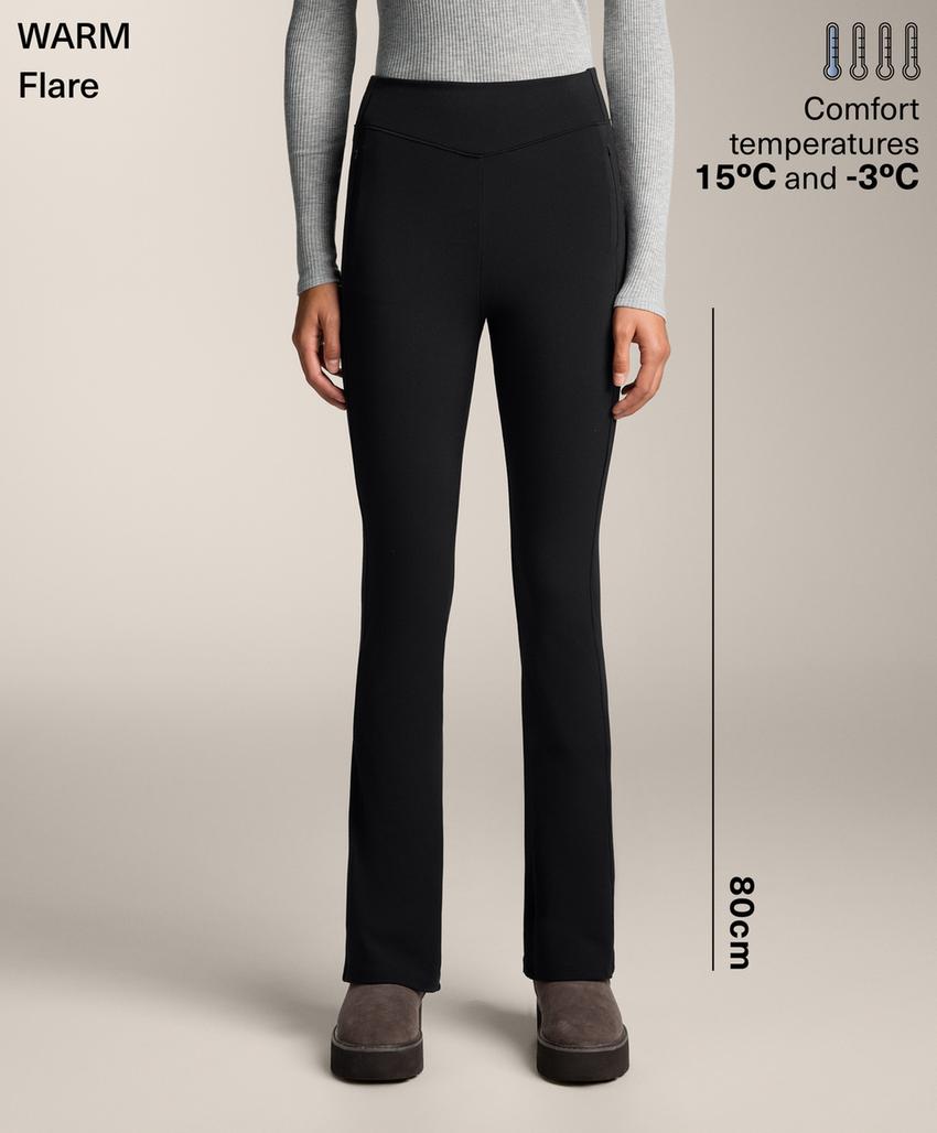 Теплые брюки клеш с высокой посадкой и карманами