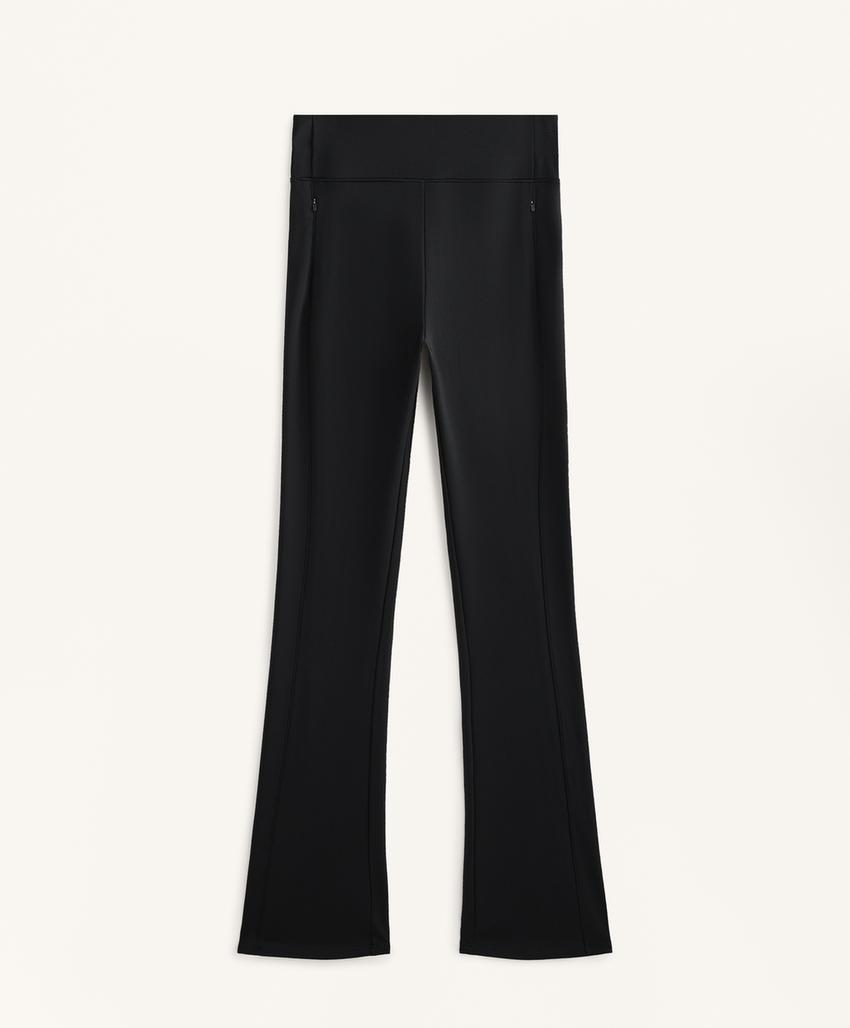 Теплые брюки клеш с высокой посадкой и карманами