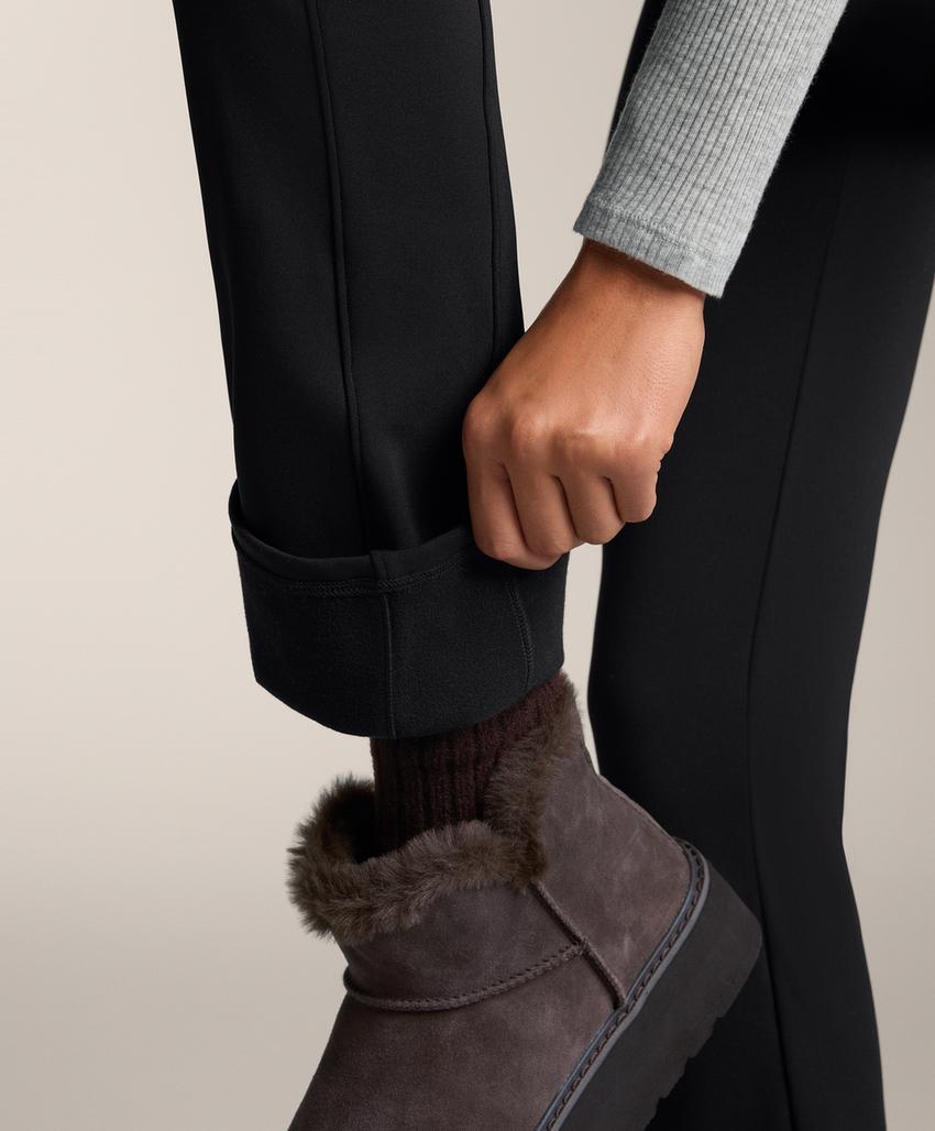 Теплые брюки клеш с высокой посадкой и карманами