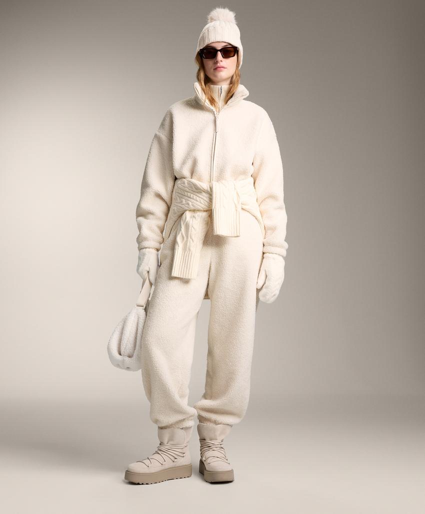 Легкий комбинезон из искусственной овчины с регулируемой талией