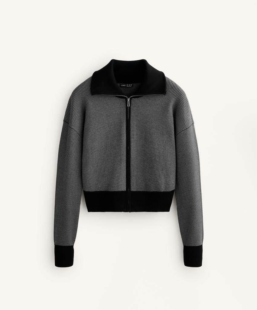 Вязаная куртка с принтом «гусиная лапка»