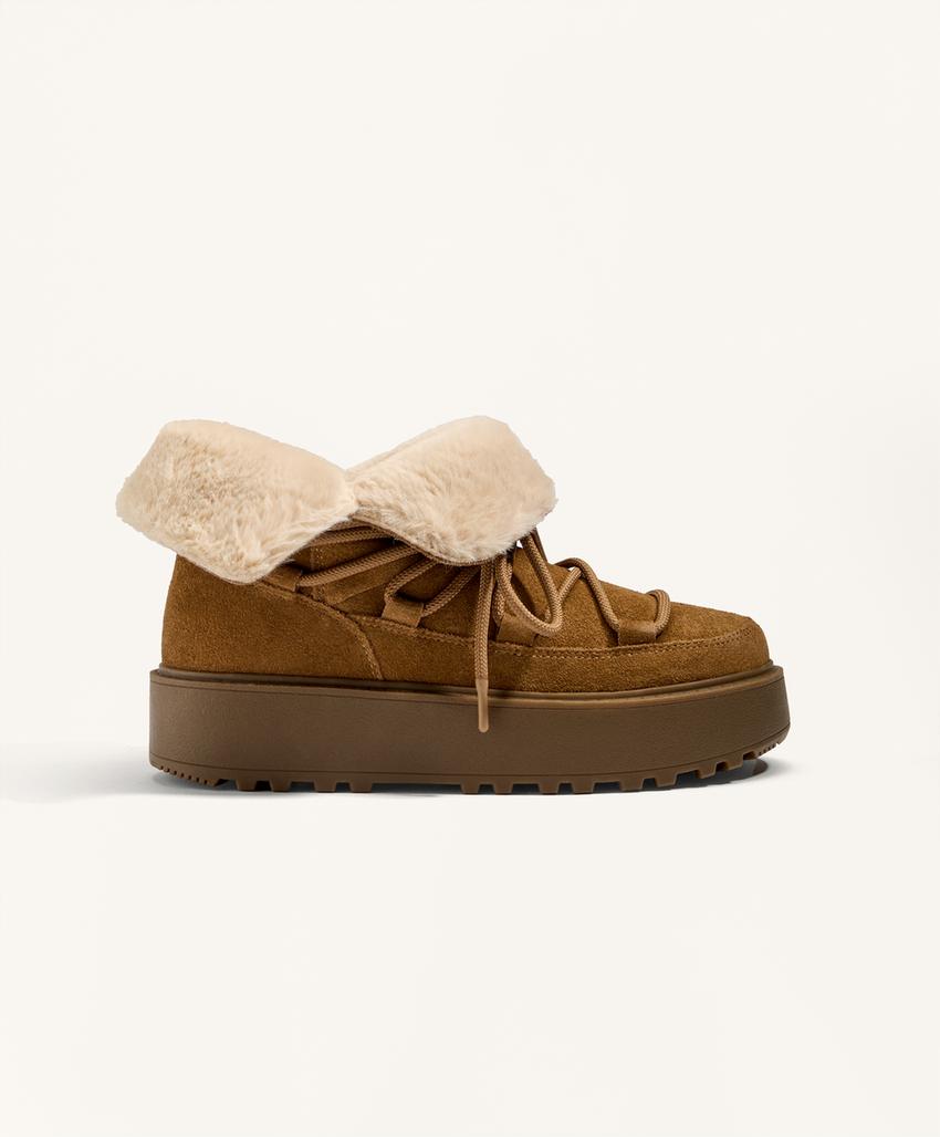 Полусапоги на платформе из разделочной кожи с клапаном