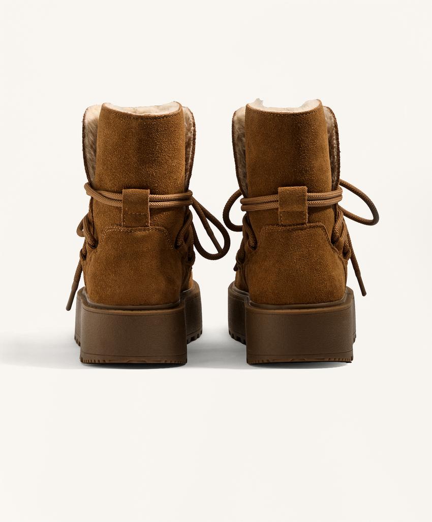 Полусапоги на платформе из разделочной кожи с клапаном