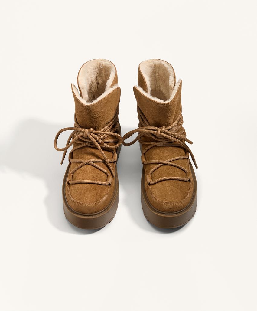 Полусапоги на платформе из разделочной кожи с клапаном