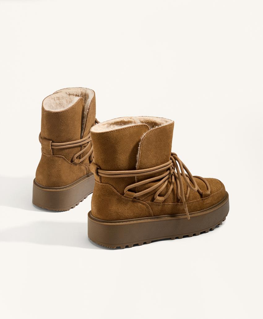 Полусапоги на платформе из разделочной кожи с клапаном