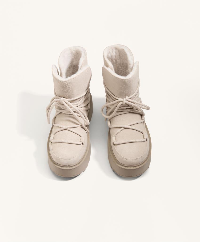 Замшевые ботинки на платформа с отворотом