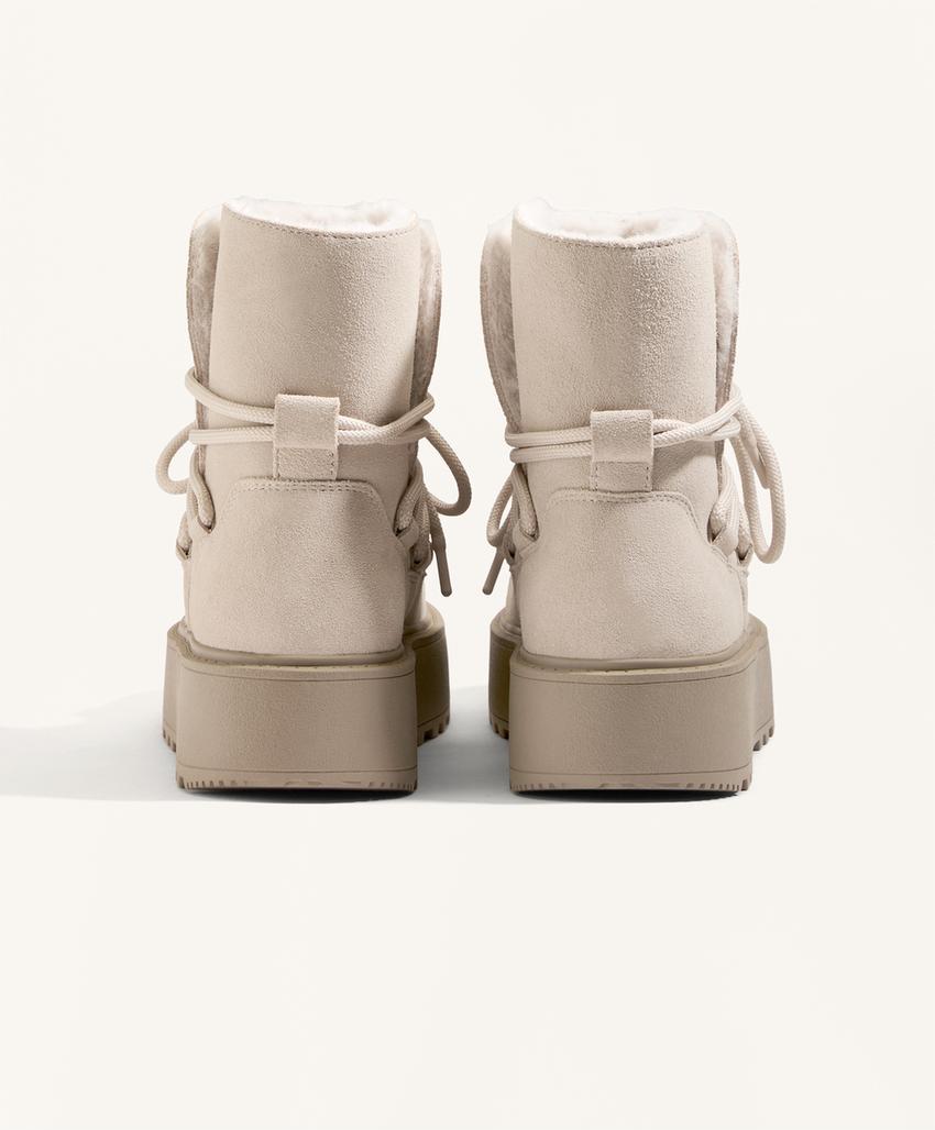 Замшевые ботинки на платформа с отворотом