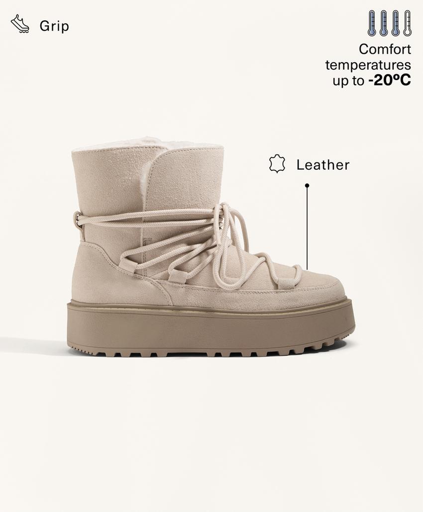 Замшевые ботинки на платформа с отворотом