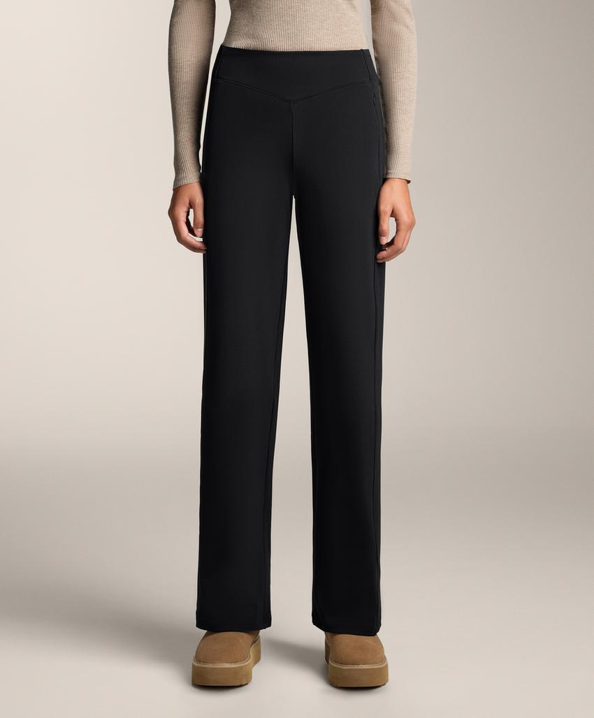 Прямые утепленные брюки с высокой посадкой