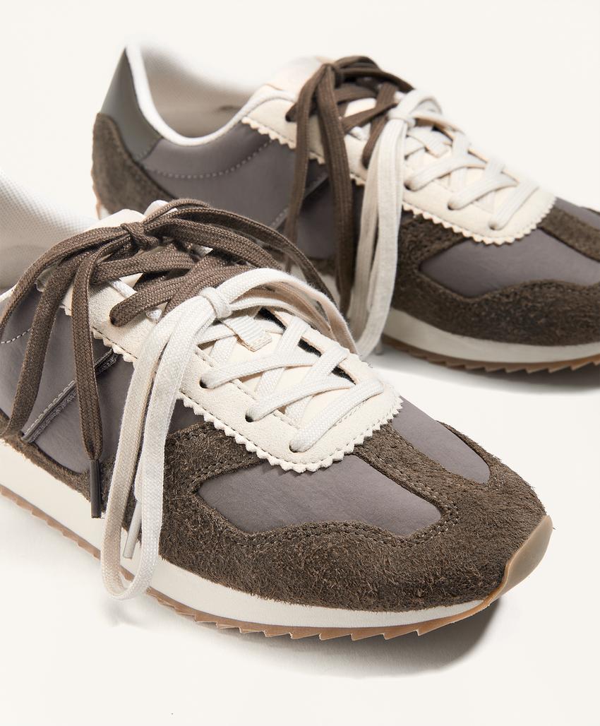 Комбинированные кроссовки для бега из замши