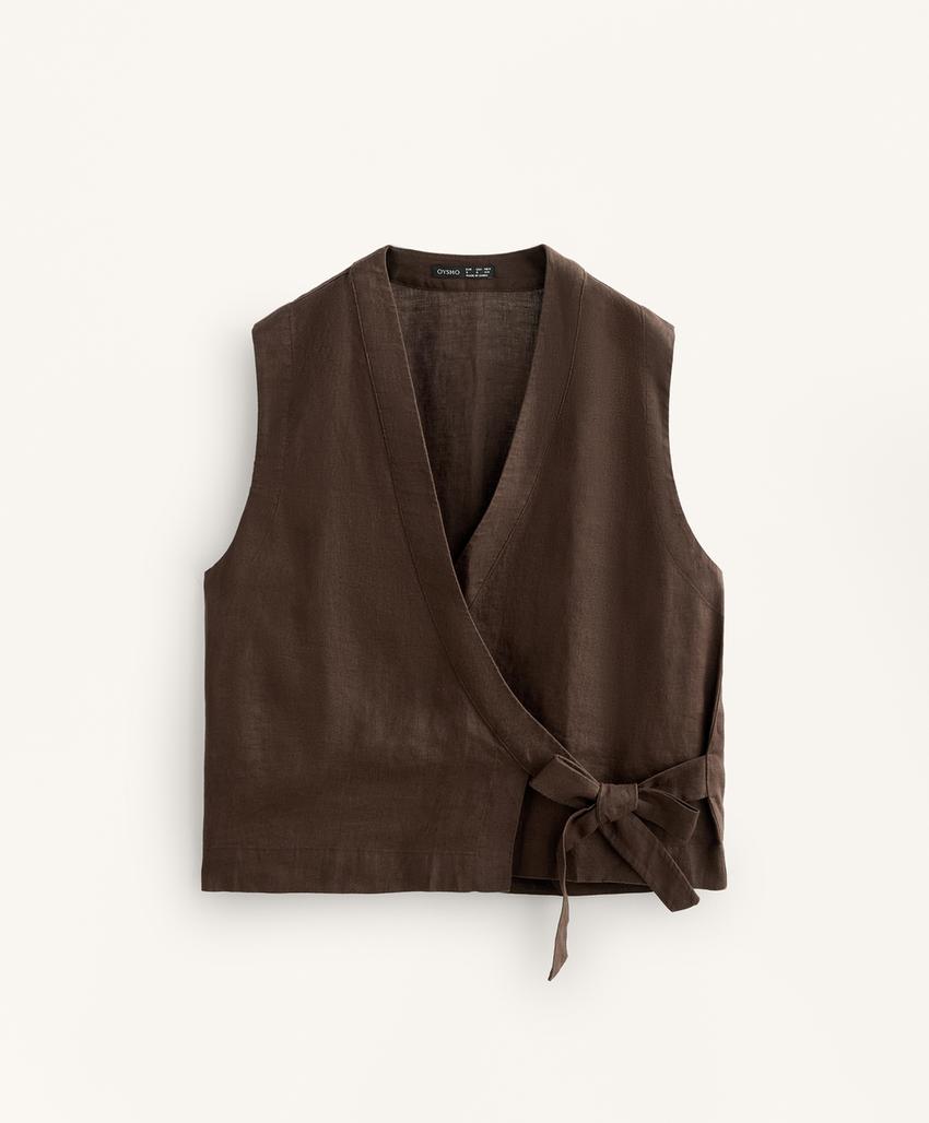 Top на запах с завязками из 100%-го льна