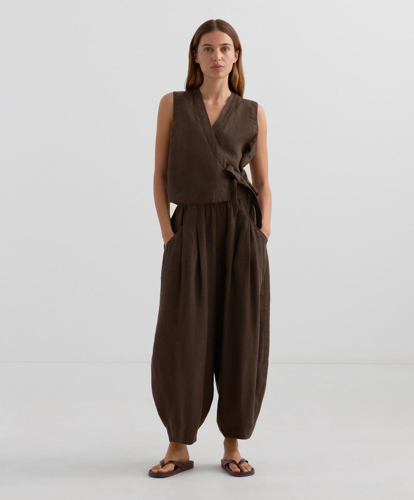 Top на запах с завязками из 100%-го льна