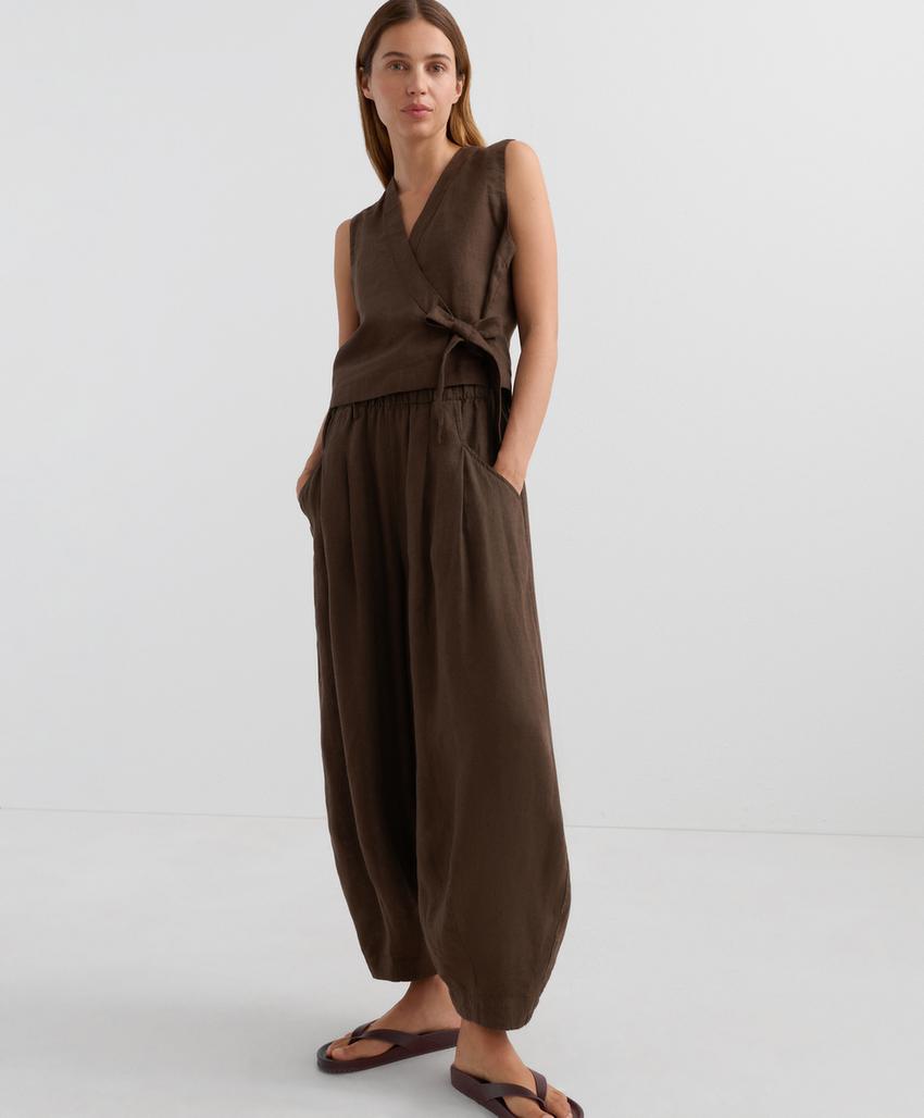 Top на запах с завязками из 100%-го льна