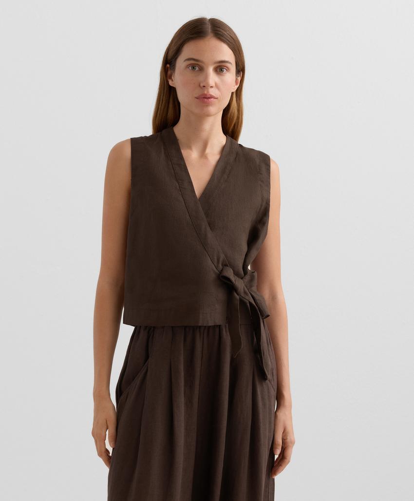 Top на запах с завязками из 100%-го льна