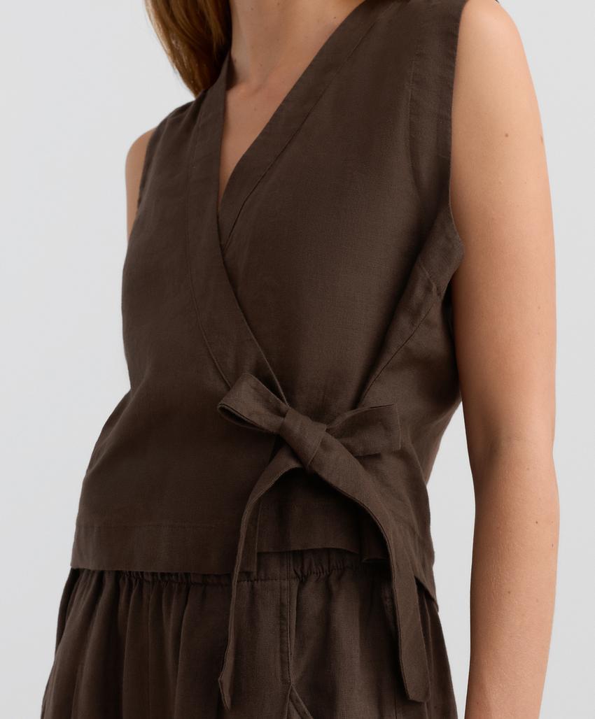 Top на запах с завязками из 100%-го льна