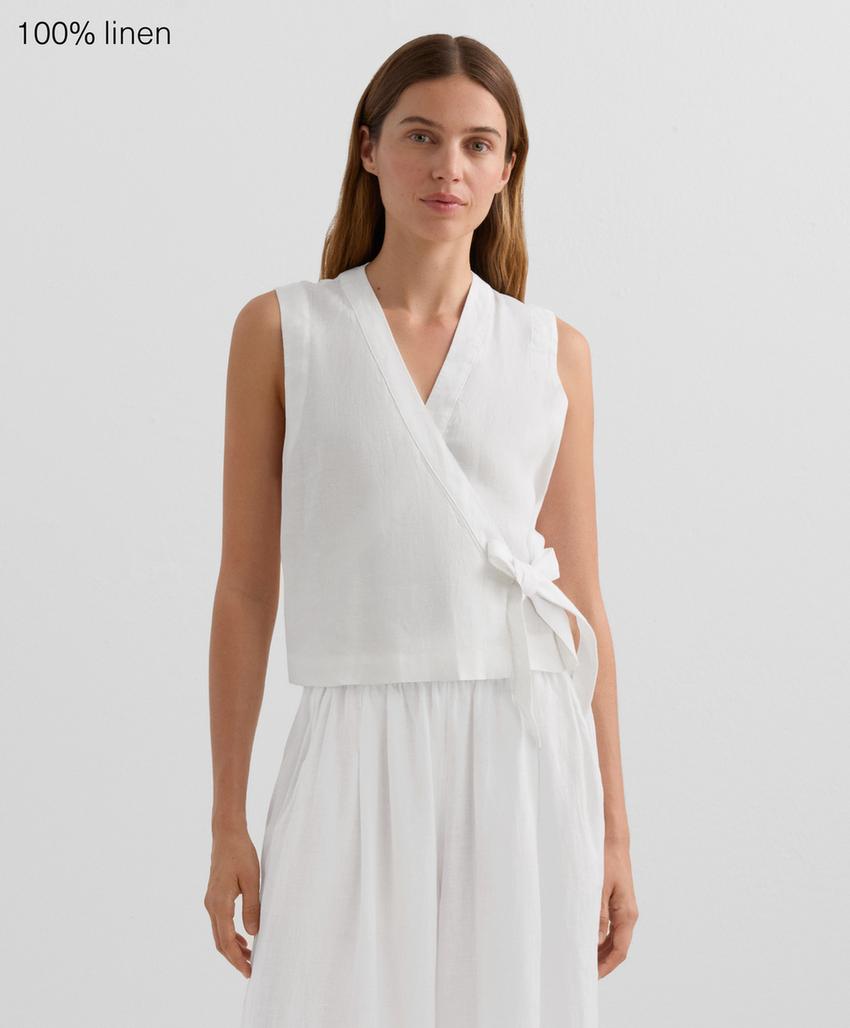 Top на запах с завязками из 100%-го льна