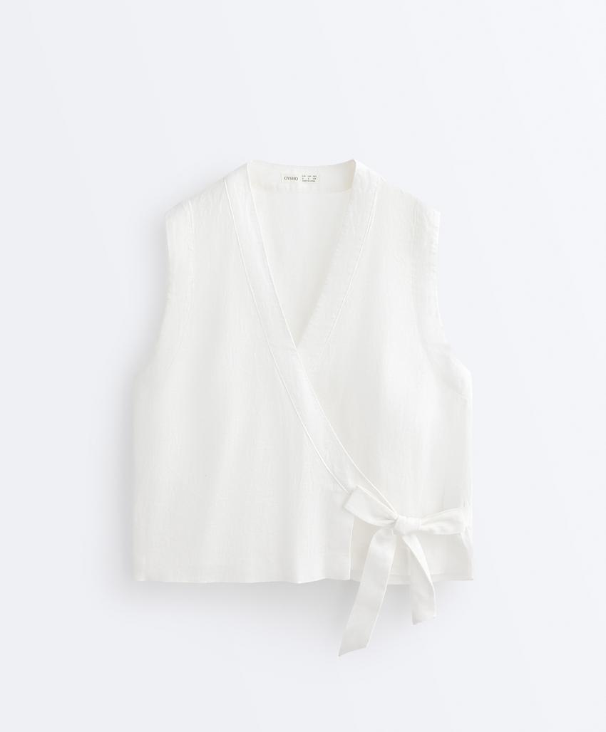 Top на запах с завязками из 100%-го льна