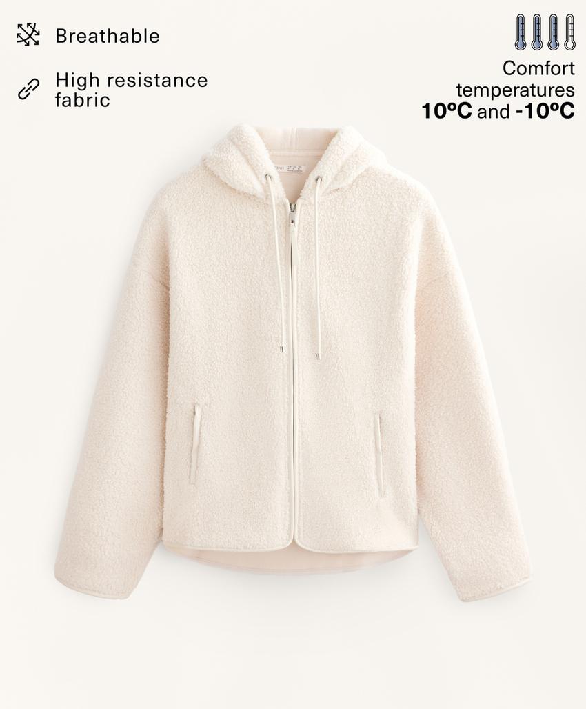 Куртка из искусственной овчины с капюшоном