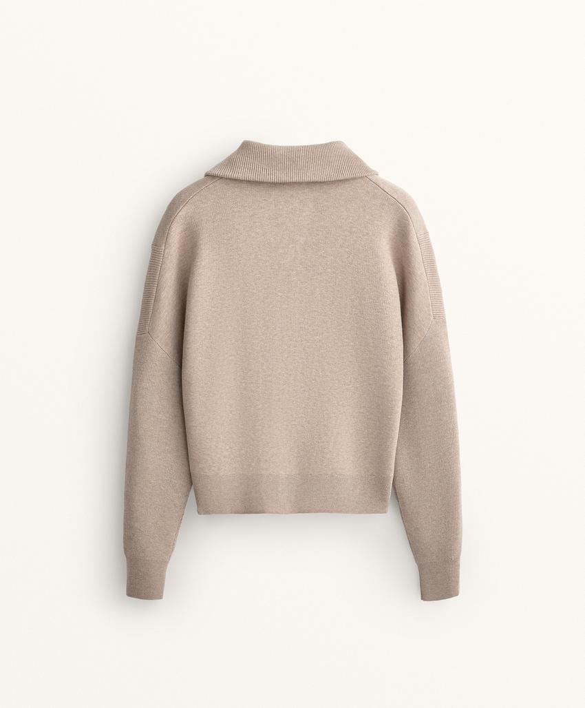 Вязаная куртка с воротником в рубчик