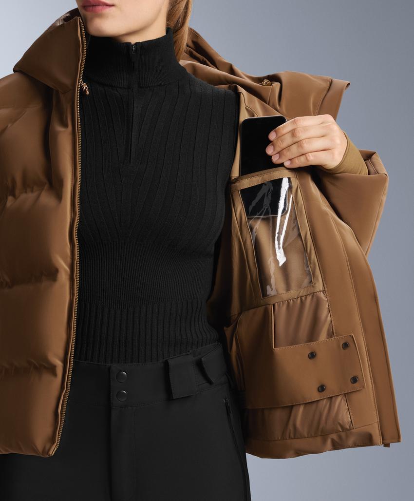 Водостойкая стеганая куртка SKI из атласа с пухом MINARDI PIUME