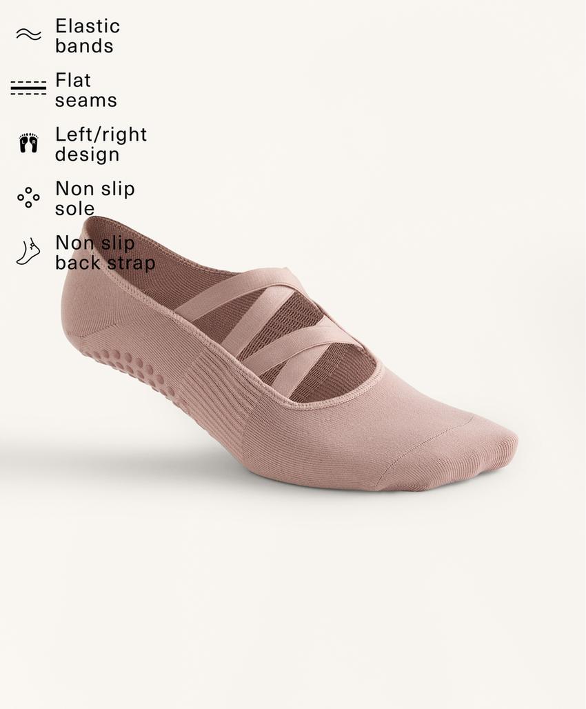 2 pairs of polyamide blend yoga and Pilates socks with double straps