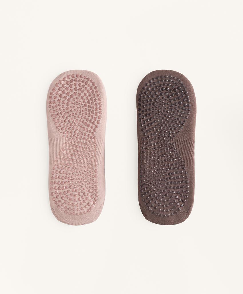 2 pairs of polyamide blend yoga and Pilates socks with double straps