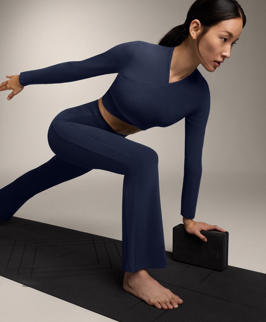 Брюки клеш в рубчик Comfortlux с завышенной талией