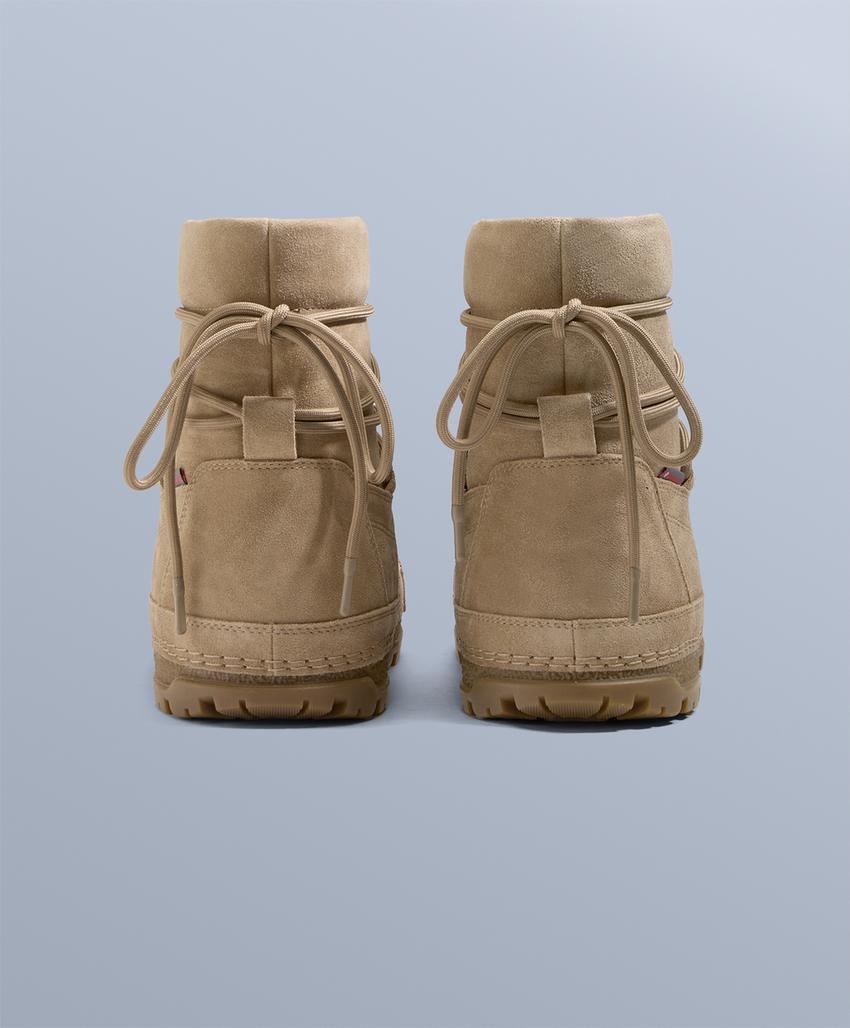 Ботинки из технической разделанной кожи на шнуровке