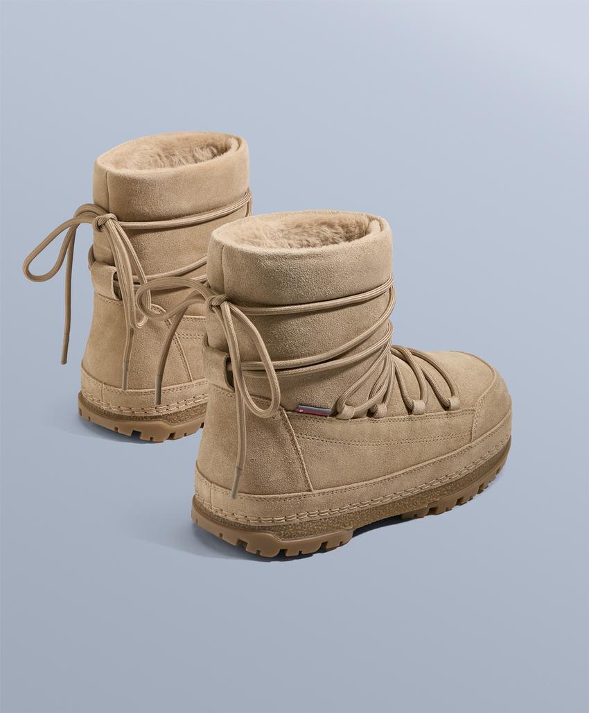 Ботинки из технической разделанной кожи на шнуровке