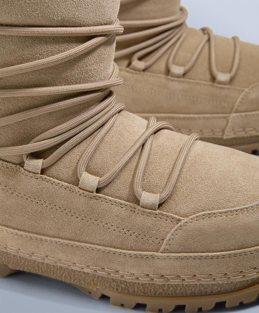 Ботинки из технической разделанной кожи на шнуровке