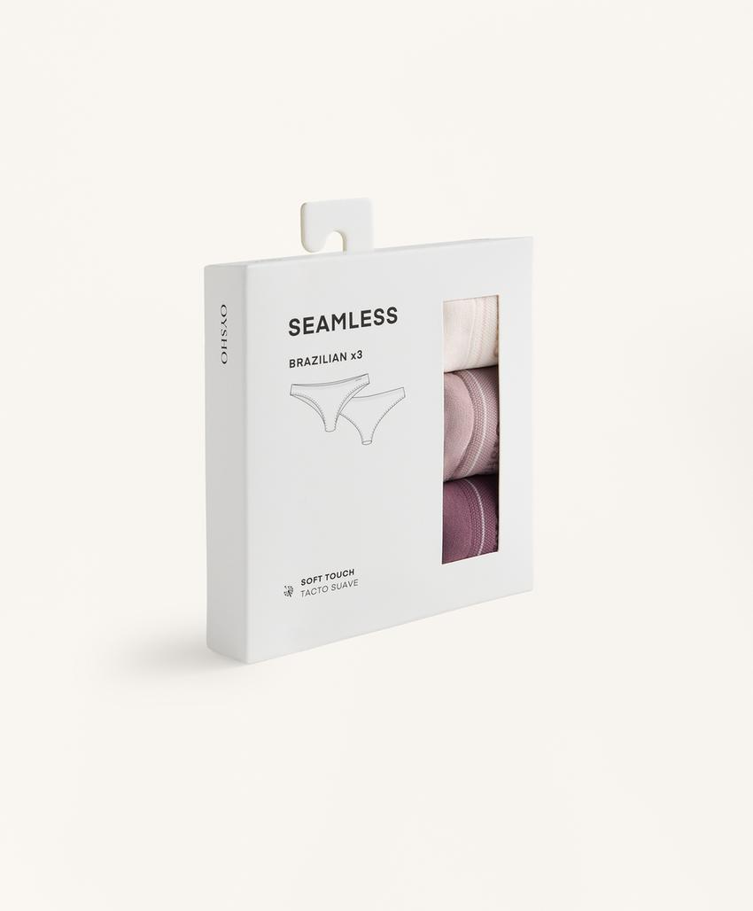 3 бесшовных трусов бразильяно Seamless из мягкой ткани