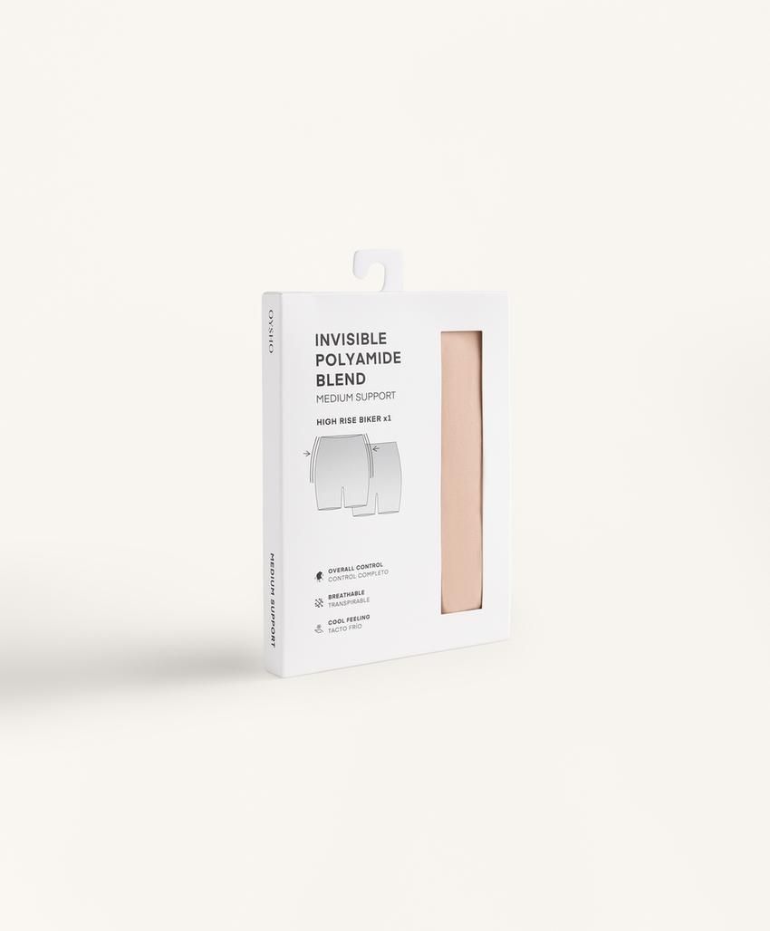 High-waisted invisible polyamide blend medium support biker shorts