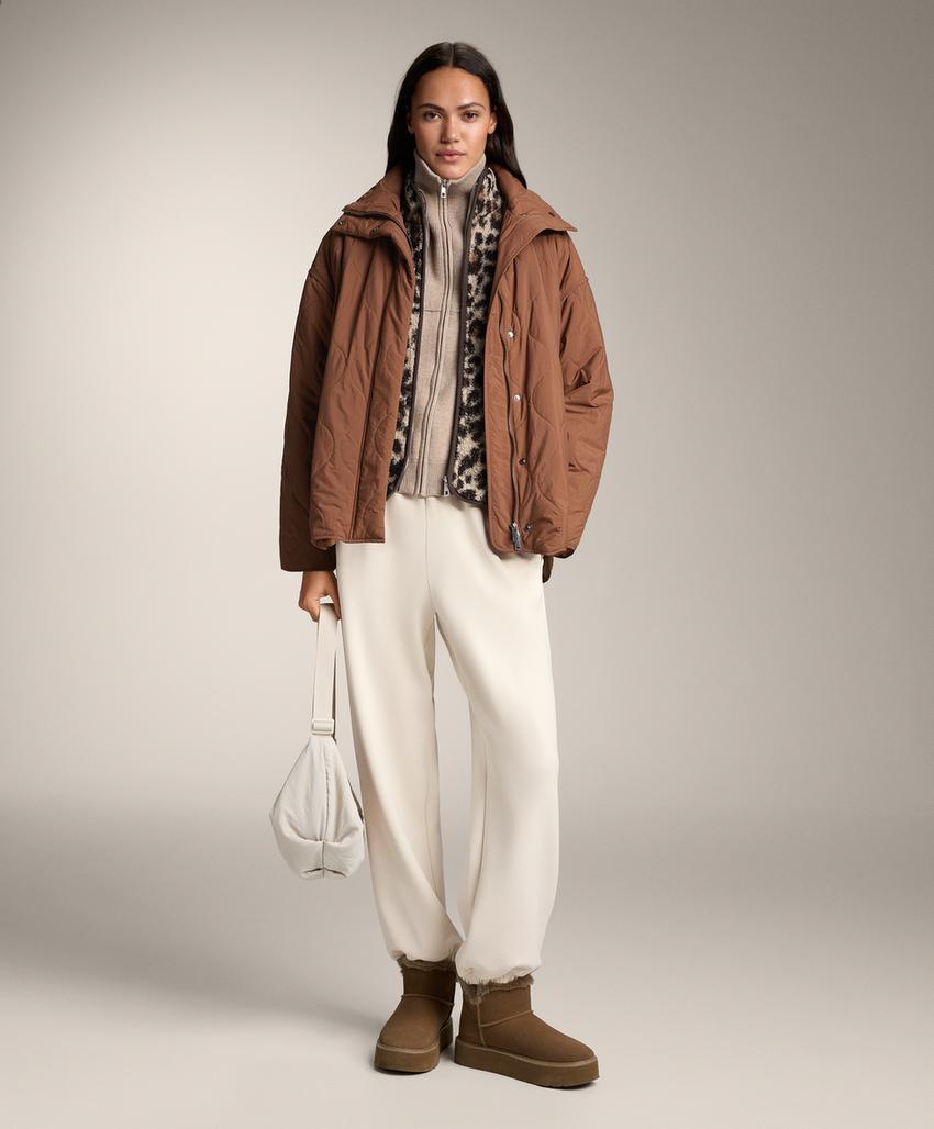 Жилет из искусственной овчины с леопардовым принтом