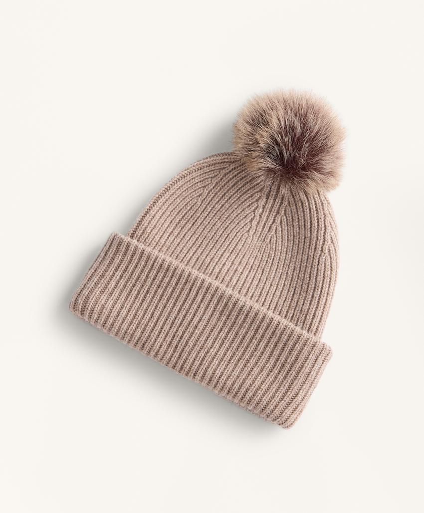 Вязаная шапка с помпоном из смесовой шерсти