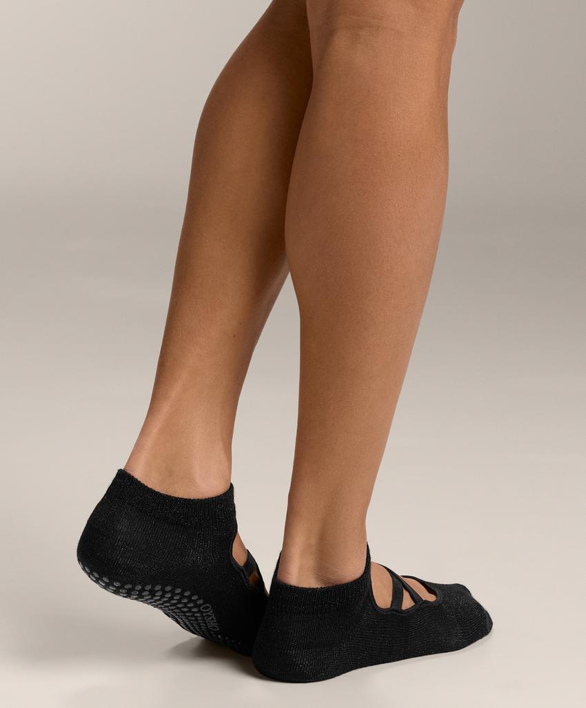 2 pairs of cotton blend yoga and Pilates socks with crossover straps